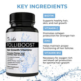 Tricho: Folliboost Hair Growth Vitamins - with Biotin, Vitamin C, Zinc, and Vitamin B12-30 Day Supply - Promotes Thicker & Healthier Hair Growth - Natural Hair Care Formula - Made in The USA