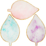 3 Pieces Nail Art Palettes Nail Mixing Palette Polish Color Mixing Plate Golden Edge Resin Nail Holder Nail Art Display Cosmetic Mixing Tools (Leaf Shape)