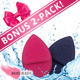 Expanding Facial Exfoliator by Maiko Beauty | Premium Reusable Exfoliation Sponge For Face | Set of 2 | Gentle Exfoliating Finger Mitt Glove | Daily Cleansing Dead Skin Buffing Brush For Shower | Remo