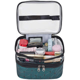 MKPCW Makeup Bags Double layer Travel Cosmetic Cases Make up Organizer Toiletry Bags (Dark green)