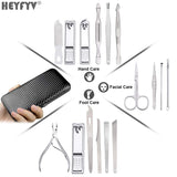 Manicure Pedicure Set Nail Clippers Professional Stainless Steel 16PCS Nail Grooming Kit for Women Men Finger Toe Nail Cutter Tools with Black Leather Travel Case