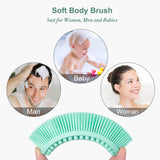 HEETA 2-Pack Body Brush for Wet and Dry Brushing, Silicone Bath Brush for Gentle Exfoliating on Softer, Glowing Skin, Gentle Massage with Bath Brush to Improve Your Blood Circulation (Pink & Green)