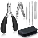 Thick Toenail Clippers, Ingrown Toenail Tool, Nail Clippers Set of 6, Heavy Duty, Toenail Clippers with Rubber Handle for Podiatrist Men and Women