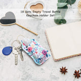 18 Sets Empty Travel Bottle Keychain Holder Set Leak-proof Refillable 30 ml/ 1 oz Empty Bottle Portable Travel Bottle Container with Flip Cap and 2 Silicone Funnel for Travel (Stylish Pattern)