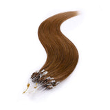 S-noilite Micro Loop Ring Hair Extensions Human Hair 16Inch 50g 50 Strands Micro Bead Links Hairpieces Pre Bonded Cold Fusion Tipped Silky Brazilian Remy Hair #6 Light Brown