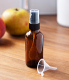 2 oz Amber Glass Boston Round Fine Mist Spray Bottle (6 pack) + Funnel