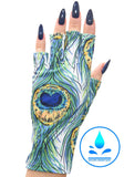 ManiGlovz Gel Nail Manicure Anti-UV and Sunblock Protection Shield Gloves - Water Resistant UV Gloves for Gel Manicures to use with UV and LED Dry Lamps (Feathers on Fleek Print)