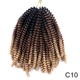 Yisimei Spring Twist Hair Ombre Color 3PCS/Lot Spring Twist Crochet Hair 18 Colors Avaliable Hight Temperature Fiber Hair Extensions (8“ 3PCS/Lot, C5)