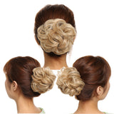 Messy Bun Hair Piece Scrunchy Updo Hair Pieces for Women Fluffy Wavy Hair Bun Scrunchies Donut Hairpiece Synthetic Chignons With Elastic Rubber Band Golden Blonde & Bleach Blonde-Thicker 2 pcs