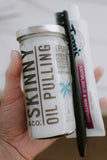 SKINNY & CO. Peppermint Coconut Oil Pulling Kit -- Includes 100% Raw Coconut Oil, Bamboo Spoon, & Coconut Lip Balm-For Healthier Teeth & Gums, Natural Teeth Whitening, Cleaning, Chemical Free, 8.5 oz.