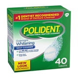 Polident Overnight Whitening, Antibacterial Denture Cleanser, Triple Mint Freshness 40 ea (Pack of 5)