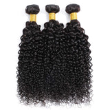 Brazilian Virgin Kinky Curly Human Hair 3 Bundles 8A 100% Unprocessed Curly Wave Human Hair Bundles Kinky Hair Weave Natural Black Color(10-12-14)