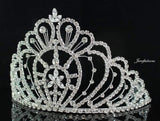 Queen Austrian Clear Rhinestone Crown Tiara w/Hair Combs Pageant Prom H469 Silver