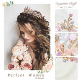 Barogirl Gold Wedding Crown and Tiara Bridal Butterfly Queen Princess Crystal Headband for Women and Girls (Pink)
