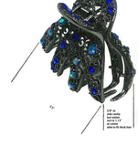 Set of 2 Crystal Jaw Clips with Ample Cavity to Hold Thick Hair, One Ea of 2 Colors YY86410-GL56-2blueN/purple