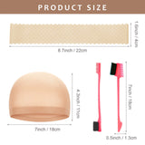 16 Pieces Silicone Wig Grips Band Set Includes 6 Pieces Sweatproof Wig Headband 8 Pieces Stretchy Wig Caps Stocking Caps for Wig and 2 Pieces Hair Edge Brush Dual Edge Brush and Comb