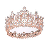 S SNUOY Full Round Crystal Queen Crown Rose Gold Rhinestone Bridal Tiara Headband Pageant Prom Wedding Hair Jewelry