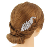 EVER FAITH Silver-Tone Austrian Crystal Art Deco Gorgeous 4.5 Inch Peafowl Hair Side Comb Clear