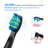 Electric Toothbrush for Adults with Powerful Sonic Cleaning - Whitening Toothbrushes with Smart Timer, 5 Modes, 8 Brush Heads & A Travel Case, Dentist Recommended Rechargeable Sonic Toothbrushes Black