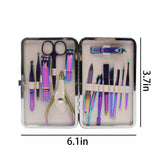 Orityle Professonal 15 In 1 Stainless Steel Manicure and Pedicure Kit Nail Clippers Set with Travel Leather Case for Women Men