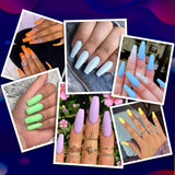 Vrenmol Glow in the Dark Gel Nail Polish Neon Shellac Nail Gel polish Soak Off UV Glow Effect Nail Polish Fluorescent Bright Colors Lacquer Nail Art-6 PCS 8 ML