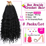 Box Braids Crochet Braids Curly Ends Goddess Box Braids Crochet Hair Synthetic Crochet Hair Extensions (14, 1B#)……