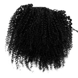 Easen Hair Brazilian Virgin Human Hair Ponytail Kinky Curly Ponytails Clip On #1B Ponytail Hairpieces Hair Tails Drawstring Ponytail Extensions For Women (16inch, #1B 3C 4A KK)