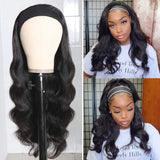 Headband Wig Human Hair for Black Women Body Wave Glueless 150% Density None Lace Front Brazilian Virgin Curly Machine Made Easy Wear 20 Inch Headband Wigs