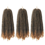 3 Packs Spring Twist Hair 8Inch Braids Ombre Colors Crochet Bomb Twist Hair High Temperature Fiber Synthetic Braiding Hair Extensions 100g (12 Inch-3Pack, 1B/27)