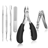 Thick Toenail Clippers, Ingrown Toenail Tool, Nail Clippers Set of 6, Heavy Duty, Toenail Clippers with Rubber Handle for Podiatrist Men and Women