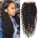 Ali Julia Hair Lace Closure Free Part 4X4 Lace Malaysian Virgin Curly Hair Unprocessed Human Hair Extensions Natural Color Closure 10Inch