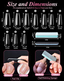 Clear Nail Tips False Nails, 500Pcs Long Full Cover Coffin Fake Nails Tip, Ballerina Artificial False Nails with Box-Nail Glue/Nail Files/Sponge Polishing/Nail Clipper/Nails Rhinestones for Nail Art