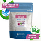 Dry Skin Bath Salt 128 Ounces Epsom Salt with Natural Geranium, Lavender, Ylang Ylang, and Lemon Essential Oils Plus Vitamin C in BPA Free Pouch with Easy Press-Lock Seal