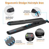 Professional Ceramic Hair Straightener, Ionic Flat Iron by Bownyu, 2 in 1 Hair Straightener & Curler Iron for All Hair Types, Safety Lock & Dual Voltage Flat Iron Perfect for Travel, 1 Inch,140-450°F