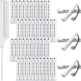 48 Pieces Hair Perm Rods Cold Wave Rods Plastic Perming Rods Curlers Hair Rollers with Steel Pintail Comb Rat Tail Comb for Hairdressing Styling Tools (0.63 Inch/ 1.6 cm, White)