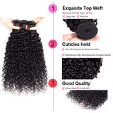 Brazilian Virgin Curly Human Hair 3 Bundles Jerry Curly Human Hair Weave Grade 8A 100% Unprocessed Virgin Human Hair Bundles (14 16 18 inch) Natural Color