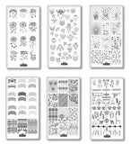 Geometric Texture Nail Plates Template 10Pcs Tassel Feather Animal Nail Image Plate French Style Nail Art Stamping Plates Collection Dream Datcher Flower Star Butterfly Manicure Print Tool