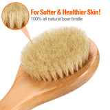 Two-Piece Brush Set, Long Brush and Oval Brush.Body Bath Brush for Wet or Dry Brushing with 100% Natural Boar Bristle Brush - Body Scrub Brush Wooden Massage Brushing Dry Remove Dead Skin.