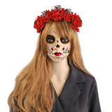 2 piece Halloween Headband, Day of The Dead Rose Headdress Festival Headpiece Cosplay