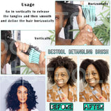 2Pack BESTOOL Detangle Brush, Detangling Brush for Black Natural Hair, Detangler Brush for Faster n Easier Defined Wet Dry 3/4abc Curly, Coily, Kinky Hair with No Pain (Black, Green)