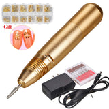 20000 RPM Portable Electric Nail Drill with Nail Decoration Compact Electrical Professional Nail File Kit for Home Use or Beauty Salon (Gold)