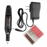 Nail Art Drill KIT Electric FILE Buffer Bits Acrylic Portable Salon Machine KY (Black)