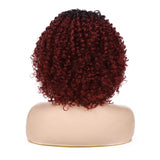 Sallcks Short Afro Wigs for Black Women Wine Red Curly Kinky Fluffy Dark Roots Wig Halloween Cosplay Custome Synthetic Full Wig