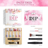 Nail Dip Powder Starter Kit 4 Red GlitterColors(1oz.),Acrylic Dip Powders System for French Nail (Comes with Bond,Base,Activator,Top,Brush Saver,4 Powder Jars + Some Manicure Tools)
