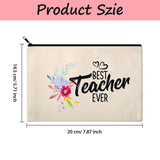 16 Pieces Teacher Makeup Bag Multipurpose Cosmetic Bag Teacher Pencil Case Bags Travel Toiletry Pouch Teacher Gift Canvas Bags with Zipper for Women Teacher (Flower Pattern)