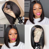 Arabella Lace Front Wigs 4X4 Short Bob Wigs Human Hair Straight Human Hair Bob Wigs 180% Density Human Hair Lace Front Bob Wigs 10a Pre Plucked Hairline (12inch, 4x4 lace wig)