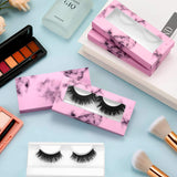 60 Pieces Empty Eyelashes Packaging Box and Tray, 30 Empty Lash Box Case Soft Paper Eyelash Box Eyelash Holder Case Empty Eyelash Case Eyelash Container with 30 Lash Tray Lash Case (Marble)