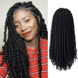 7 Packs Pre-twisted Passion Twist Braiding Hair Extensions YEBO Pre Looped Crochet Braids 20 Strands Small Passion Twist(18inch 1B)