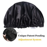 YANIBEST Baby Satin Bonnet Sleep Cap for Curly Hair - Double Layer Reversible Adjustable Silky Satin Cap for Teens Toddler Child(0-3T,Black)