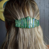 Raw Crystal Quartz Hair Barrette Hair Clip Natural Crystal Stone French Clip Wedding Hair Pin (Green)